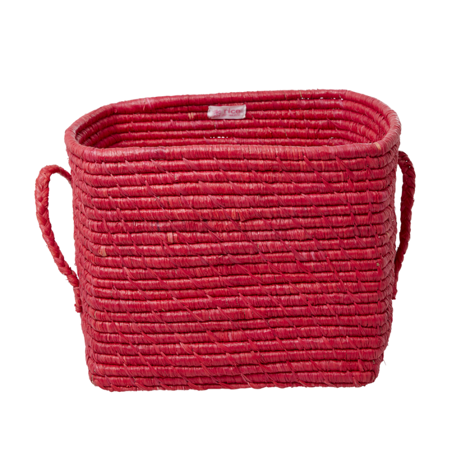 Candy Red Square Raffia Basket Raffia Handles Rice DK